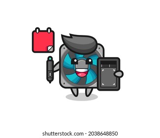 Illustration of computer fan mascot as a graphic designer , cute style design for t shirt, sticker, logo element