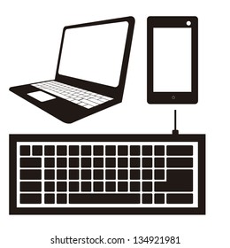 illustration of computer icons, iconography computer and keyboard, vector illustration