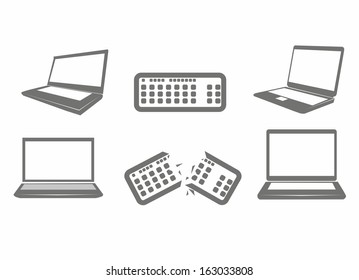 Illustration of computer icons, iconography computer and keyboard, vector illustration