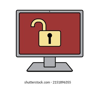 Illustration of a computer with an image that has been unlocked