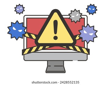 Illustration of a computer infected with a virus