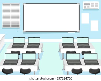 Illustration Computer Laboratory Laptops Assigned Each Stock Vector Royalty Free 357824720