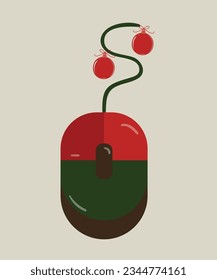 Ilustración con ratón de ordenador y decoración