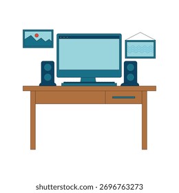 Illustration of a Computer on a Desk