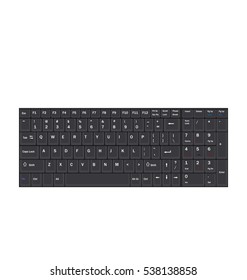 Illustration Computer Realistic Black Keyboard Isolated on White Background - Vector
