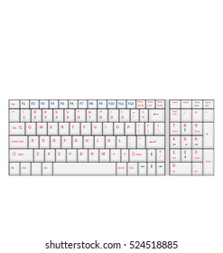 Illustration Computer Realistic White Keyboard Isolated on White Background - Vector