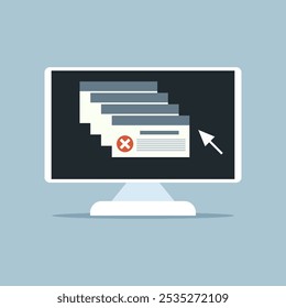 Illustration of a computer screen that is disabled in accessing the server.