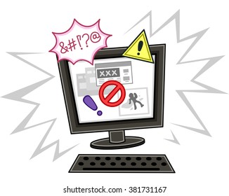 Illustration Of A Computer Showing An Internet Safety Notice