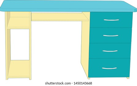 illustration of a computer table perspective angle