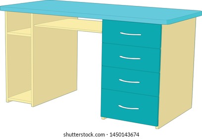 illustration of a computer table perspective angle
