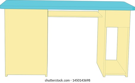illustration of a computer table perspective angle