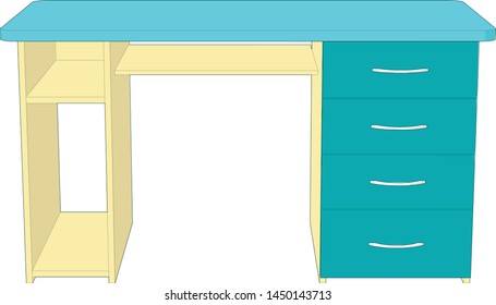 illustration of a computer table perspective angle