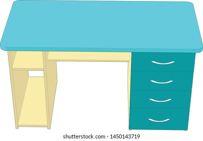 Illustration Computer Table Perspective Angle Stock Vector (Royalty ...