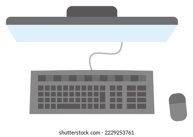 Illustration of a computer viewed from above