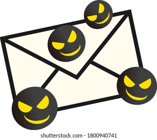 Ilustración del virus informático enviado por correo electrónico