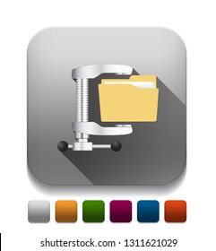 illustration of computer zip folder icon With long shadow over app button