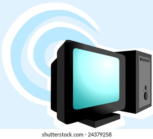 Illustration of computers in colour background	