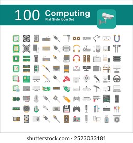 Illustration of Computing Hardware Collection design Flat Icon. Computing Hardware Illustration Icon Pack. Set of Computing Hardware Flat Icon