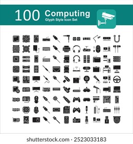 Illustration of Computing Hardware Collection design Glyph Icon. Computing Hardware Solid Icon Pack. Set of Computing Hardware Glyph Icon