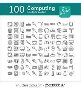 Illustration of Computing Hardware Collection design Line Icon. Computing Hardware Outline Icon Pack. Set of Computing Hardware Line Icon