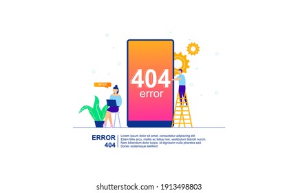 Illustration concept of 404 error page not found system updates