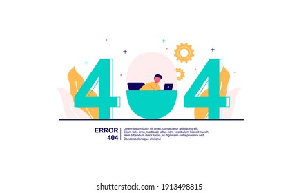 Illustration concept of 404 error page not found system updates