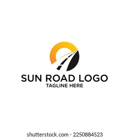 Ilustración concepto de icono abstracto diseño creativo de sol y logotipo de carretera