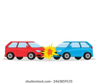 illustration of the concept of an accident where two cars collide with each other. Flat style vector illustration