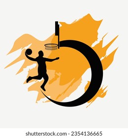 Illustration concept of the athletes soar through the air, executing powerful slam dunks in a thrilling game of basketball. Vector, illustration.