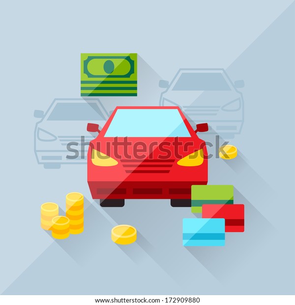 Illustration\
concept of auto loan in flat design\
style.