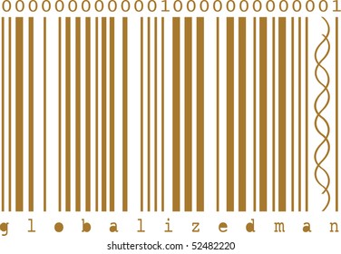 Illustration Of Concept Bar Code. Dna Helix Between Bars