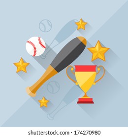 Illustration concept of baseball in flat design style.