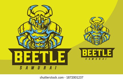 illustration concept beetle samurai with cartoon style