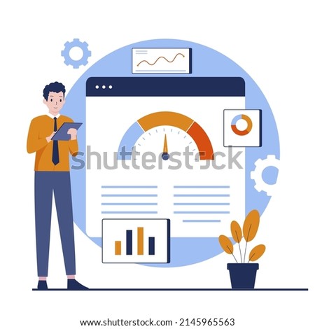Illustration concept of benchmark indicator. Illustration for websites, landing pages, mobile applications, posters and banners. Trendy flat vector illustration