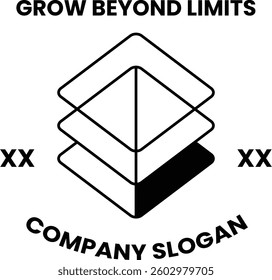 An Illustration in the concept of business overlapping squares in line style