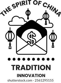 Illustration in concept of Chinese culture in line style