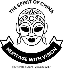 Illustration in concept of Chinese culture in line style