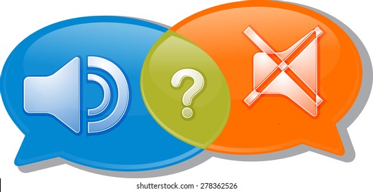 Illustration concept clipart speech bubble dialog conversation negotiation argument loud silent volume vector