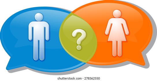 Illustration concept clipart speech bubble dialog conversation negotiation argument over man woman gender comparison vector
