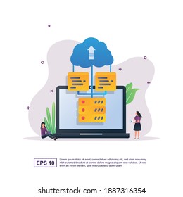 Illustration concept of cloud computing with laptop.