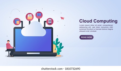 Illustration concept of with cloud connecting computer technology.
