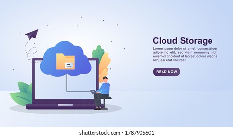 Concepto de ilustración de almacenamiento en la nube que puede almacenar muchos datos.
