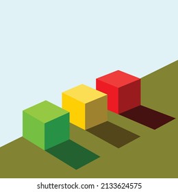 Illustrations-Konzept Farbe cube cute, Hintergrund Farbe Würfel abstrakte 3D-Ansicht