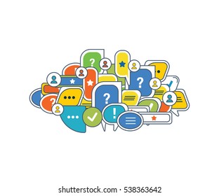 Illustration Concept  - communication, modern information technologies and means of communication, reviews and ratings, comments. Vector design for website, printed materials and mobile app.