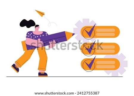 Illustration concept of completed tasks being checked off a to-do list