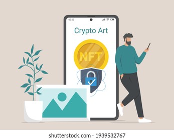 Illustration concept of converting artwork into digital NTF tokens
