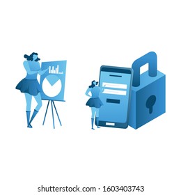 Illustration of concept creator, concept blogging, education, creative writing, content management for web page.