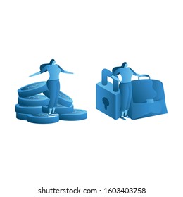 Illustration of concept creator, concept blogging, education, creative writing, content management for web page.