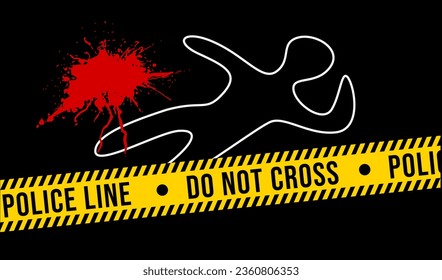 Illustration Concept Criminal Murder Scene Police Line Yellow Tape Do not Cross Forensic Street