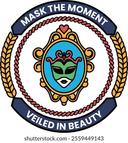 Illustration in concept of Dance Mask in line illustration style